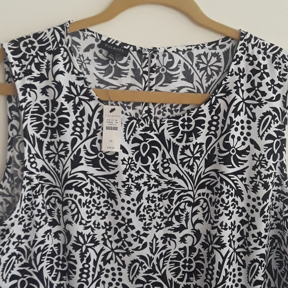 NWT TALBOTS Floral  Sleeveless Tie  Top Size XL
